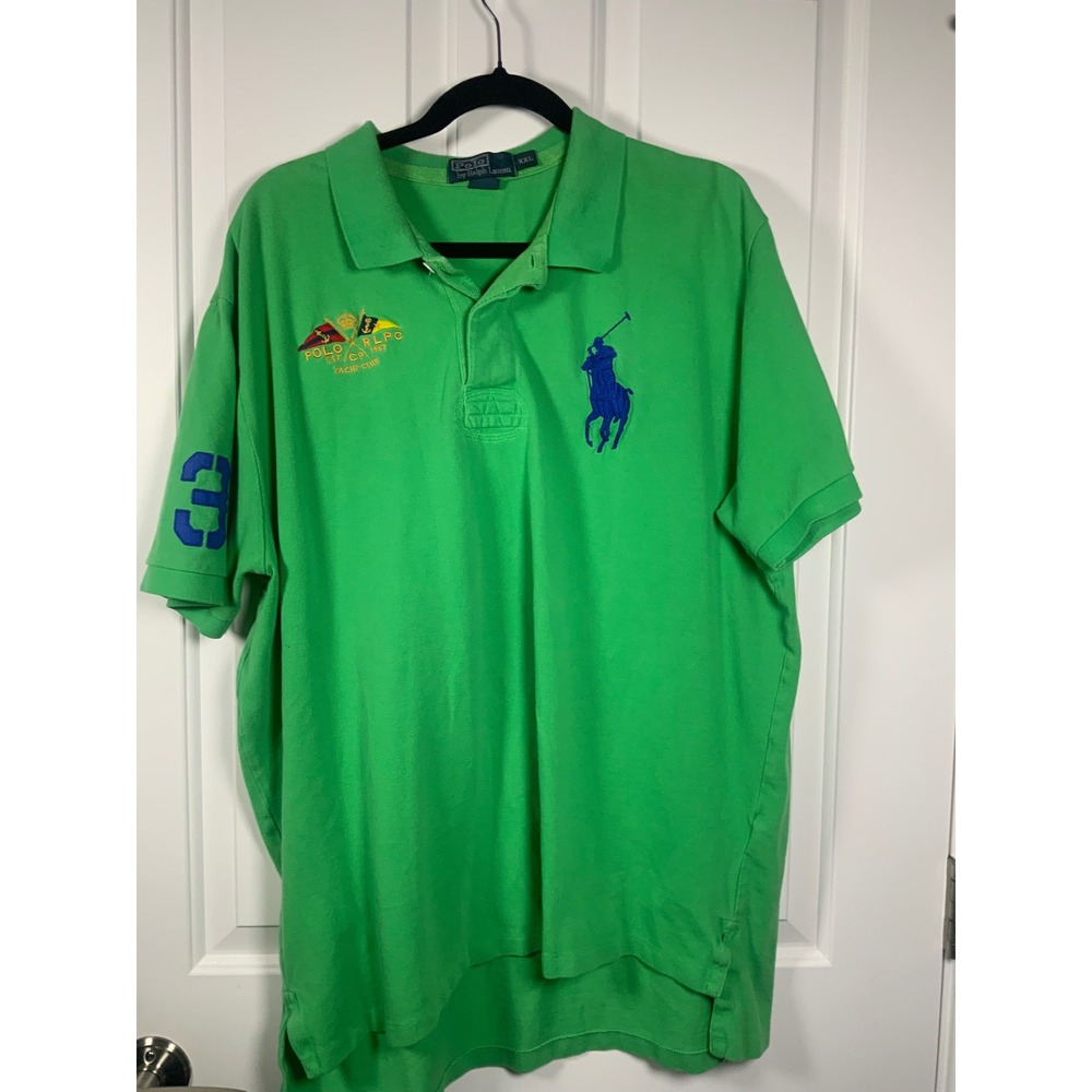 Polo Ralph Lauren Mens XXL Green Big Pony Yacht Club Crest Polo Shirt XXL